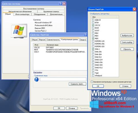 Zrzut ekranu HashTab na Windows 8