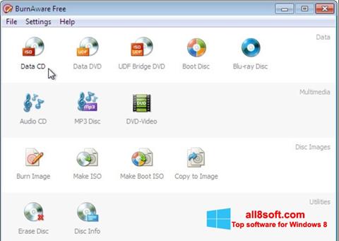 Zrzut ekranu BurnAware Free na Windows 8