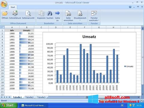 Zrzut ekranu Excel Viewer na Windows 8
