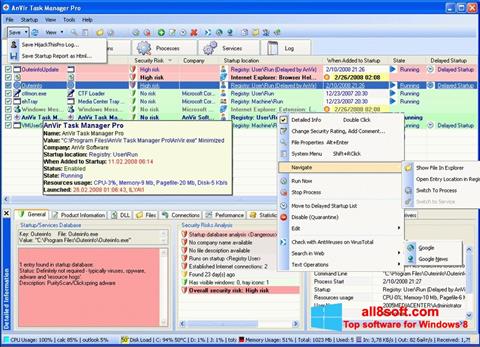 Zrzut ekranu AnVir Task Manager na Windows 8