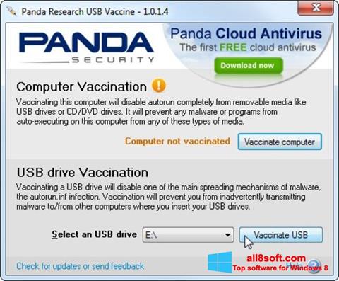 Zrzut ekranu Panda USB Vaccine na Windows 8