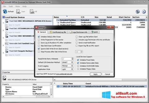 Zrzut ekranu Active KillDisk na Windows 8