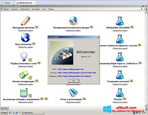 Zrzut ekranu AllSubmitter na Windows 8