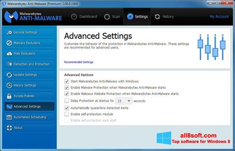 Zrzut ekranu Malwarebytes Anti-Malware na Windows 8