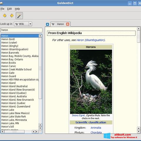 Zrzut ekranu GoldenDict na Windows 8