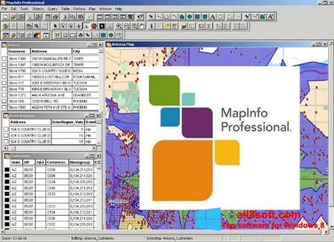 Zrzut ekranu MapInfo Professional na Windows 8