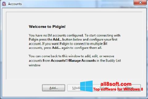 Zrzut ekranu Pidgin na Windows 8