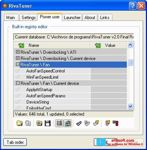 Zrzut ekranu RivaTuner na Windows 8