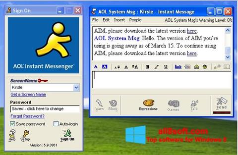 Zrzut ekranu AOL Instant Messenger na Windows 8