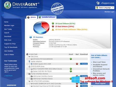 Zrzut ekranu DriverAgent na Windows 8