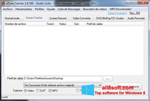 Zrzut ekranu aTube Catcher na Windows 8