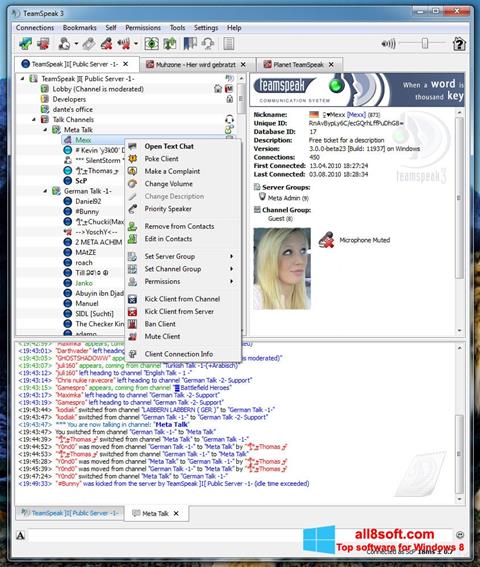 Zrzut ekranu TeamSpeak na Windows 8