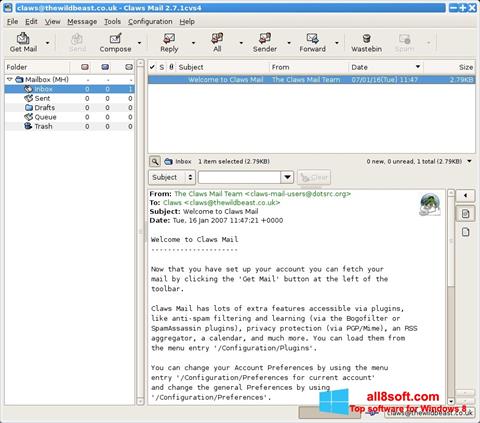 Zrzut ekranu Claws Mail na Windows 8