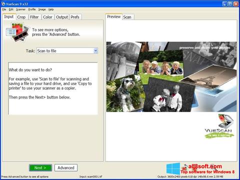 Zrzut ekranu VueScan na Windows 8