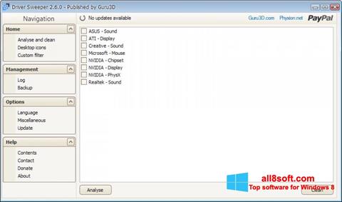 Zrzut ekranu Driver Sweeper na Windows 8