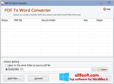 Zrzut ekranu PDF to Word Converter na Windows 8