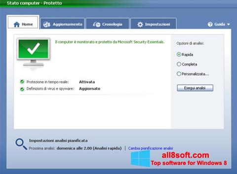 Zrzut ekranu Microsoft Security Essentials na Windows 8
