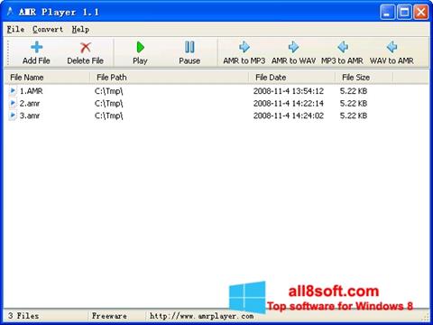 Zrzut ekranu AMR Player na Windows 8