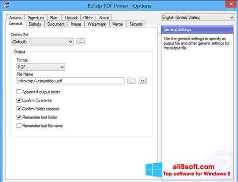 Zrzut ekranu BullZip PDF Printer na Windows 8