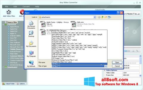 Zrzut ekranu Any Video Converter na Windows 8