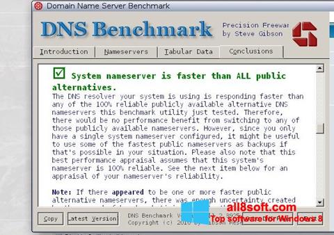 Zrzut ekranu DNS Benchmark na Windows 8