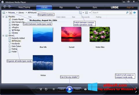 Zrzut ekranu Media Player na Windows 8