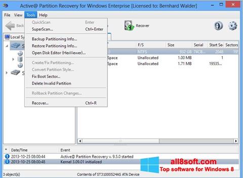 Zrzut ekranu Active Partition Recovery na Windows 8