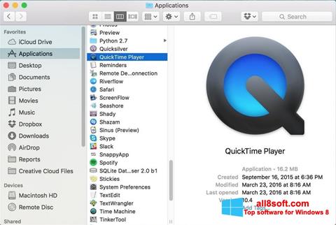 Zrzut ekranu QuickTime Pro na Windows 8