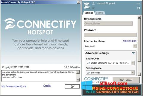 Zrzut ekranu Connectify Hotspot PRO na Windows 8