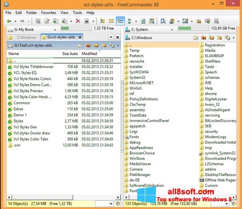 Zrzut ekranu FreeCommander na Windows 8