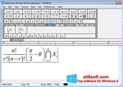 Zrzut ekranu MathType na Windows 8