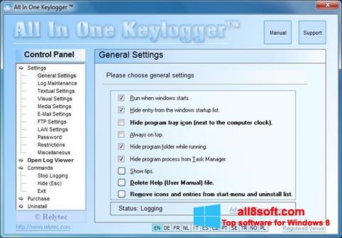 Zrzut ekranu Keylogger na Windows 8