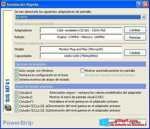 Zrzut ekranu PowerStrip na Windows 8