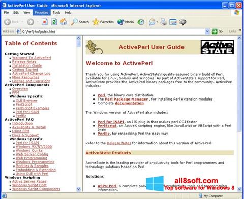 Zrzut ekranu ActivePerl na Windows 8