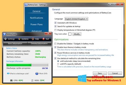 Zrzut ekranu BatteryCare na Windows 8