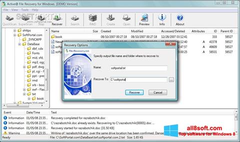 Zrzut ekranu Active File Recovery na Windows 8