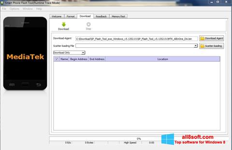 Zrzut ekranu FlashTool na Windows 8