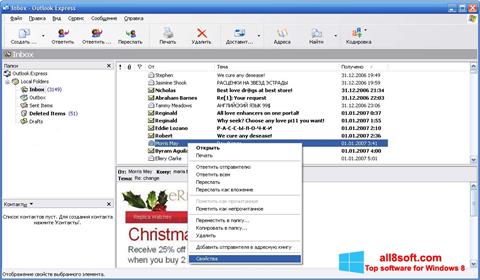 Zrzut ekranu Outlook Express na Windows 8
