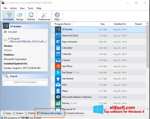 Zrzut ekranu Uninstall Tool na Windows 8