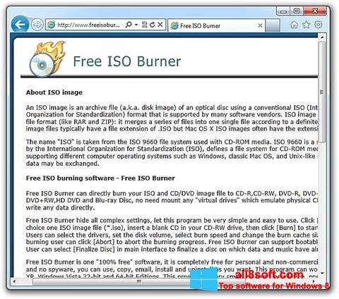 Zrzut ekranu ISO Burner na Windows 8