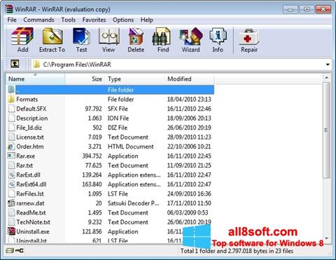 Zrzut ekranu WinRAR na Windows 8
