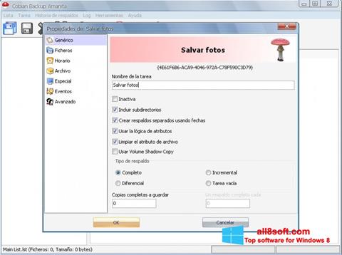 Zrzut ekranu Cobian Backup na Windows 8