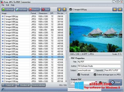 Zrzut ekranu Image To PDF Converter na Windows 8