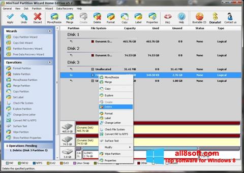 Zrzut ekranu MiniTool Partition Wizard na Windows 8