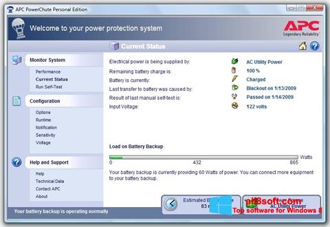 Zrzut ekranu PowerChute Personal Edition na Windows 8