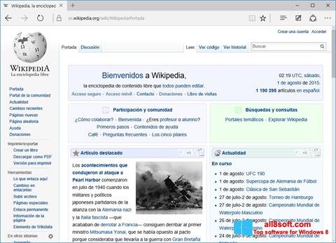 Zrzut ekranu Microsoft Edge na Windows 8