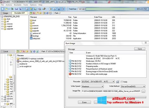 Zrzut ekranu UltraISO na Windows 8