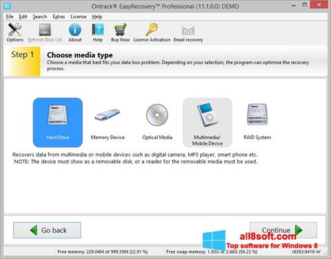Zrzut ekranu EasyRecovery Professional na Windows 8