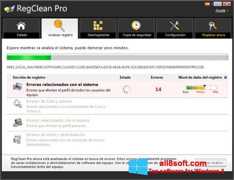 Zrzut ekranu RegClean Pro na Windows 8