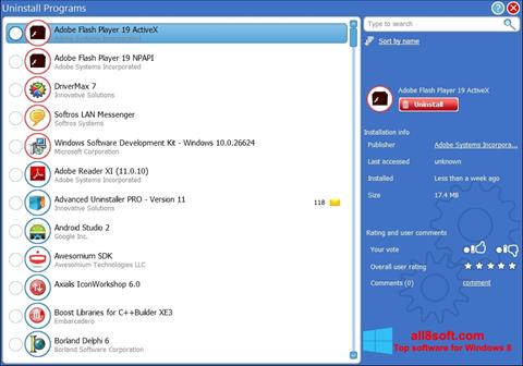 Zrzut ekranu Advanced Uninstaller PRO na Windows 8